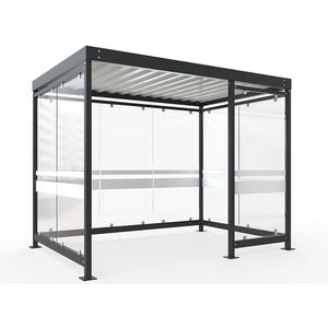 WSM Overkapping met stalen dak, 8 glaselementen, links open, bouwpakket, antracietgrijs RAL 7016