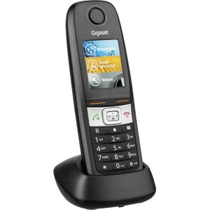 Gigaset E630HX - DECT-draadloze telefoon kan worden aangesloten op bestaande DECT-basis - handset met oplaadhouder - schokbestendig, stofbestendig, waterbestendig (IP65) - trillingen, zwart