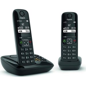 Gigaset AS690A - Duo DECT - Twee sneltoetsen - Handsfree functie - Oproepblokkering - Zwart - Met Antwoordapparaat