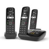 Gigaset AS690A Trio - zwart - Handsfree - Oproepblokkering - twee sneltoetsen - met antwoordapparaat - 3 handsets