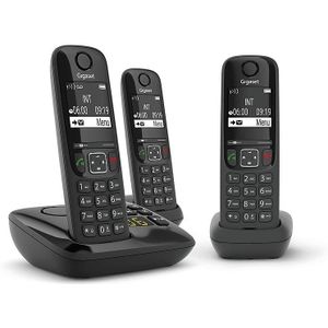 Gigaset AS690A Trio - zwart - Handsfree - Oproepblokkering - twee sneltoetsen - met antwoordapparaat - 3 handsets