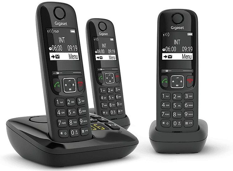 Gigaset AS690A Trio - zwart - Handsfree - Oproepblokkering - twee sneltoetsen - met antwoordapparaat - 3 handsets