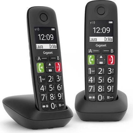 GIGASET E290R Duo Draadloze DECT Telefoon - Zwart - Met Grote Toetsen