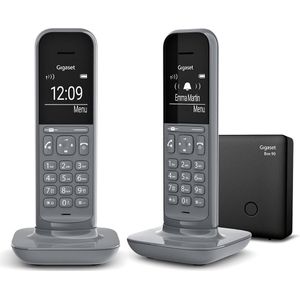 Gigaset CL390 Duo Draadloze telefoon in modern design met groot display met achtergrondverlichting, handsfree-functie en oproepblokkering, 2 handdelen, antracietgrijs