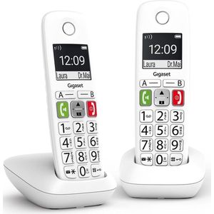 Gigaset - E290 Duo - Draadloze Vaste Telefoon - Wit - Inclusief 2 Mobiele Telefoons