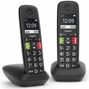 Gigaset E290 Draadloze telefoon met grote knoppen, perfect voor ouderen, hoge zichtbaarheid, handsfree, compatibel met hoofdtelefoon, 2 stuks