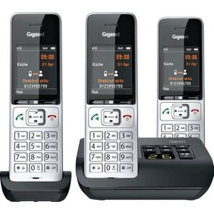 Gigaset 500A Comfort Trio - Schnurlostelefon - Anrufbeantworter - ECO DECTGAPCAT-iq - Silver Black + 2 zusätzliche Handsets