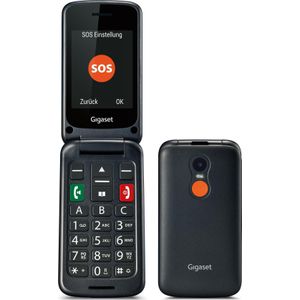 Gigaset GL590 GSM GSM mobiele telefoon met scharnier, SOS-functie, eenvoudige bediening met 2,8 inch kleurendisplay, hoortoestel, 32 MB geheugen, zonder contract, zwart