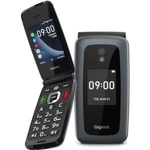 Gigaset GL7 - Inklapbare mobiele telefoon zonder abonnement - SOS-functie, eenvoudige bediening met grote toetsen en wifi, compatibel met bluetooth-hoorapparaten, Whatsapp, Titanium-Grey