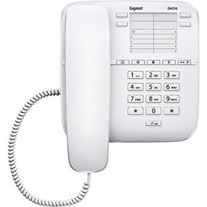 Gigaset DESK 200 - Ultracompacte bedrade telefoon met uitbreidbaar snoer - 10 korte nummers - herinnering aan het laatste nummer - compatibel met hoortoestellen, wit