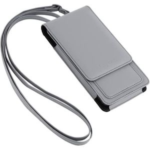 Gigaset Phone Bag - smartphone tas - bescherming tegen krassen - geschikt voor alle Gigaset smartphones - schoudertas van veganistisch leer met riemclip en sleutelkoord, grijs