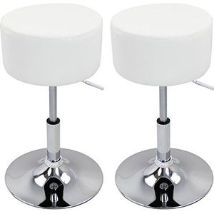 WOLTU Barstoelen Barkrukken Wit Set Van 2 draaibaar en verstelbare,kantoor stoel in Kunstleer BH14ws-2