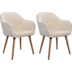Rootz Eetkamerstoel - Zitoplossing - Ergonomische zitting - Fluwelen gestoffeerde stoel - Loungestoel - Keukenkruk - Elegante fauteuil - Crèmewit - 81cm Hoogte