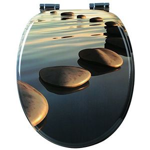 Woltu WC-Sitz, WC-Sitz MDF mit Absenkautomatik Stones Grau