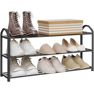 Amig - Schuhregal aus Metall mit 3 Ablagen für 9 Paar - 65 x 25 x 53,5