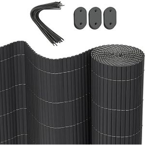 WOLTU Pvc-inkijkbeschermingsmat, 160 x 500 cm (h x l), inkijkbescherming, privacyscherm met kabelbinders, uv-bestendig, weerbestendig, windscherm, balkonbekleding, hekscherm voor tuin, balkon en terras, grijs
