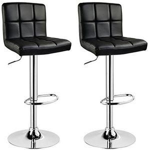 Woltu - Barhocker 2er Set, Tresenhocker Barstuhl mit Rückenlehne, Bistrohocker drehbar, höhenverstellbar, aus Kunstleder, Schwarz