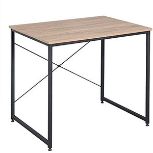 WOLTU TSB03hei Bureautafel Computertafel in spaanplaat en staal,Werktafel kantoortafel 80x60x70cm,Lichteiken+Zwart