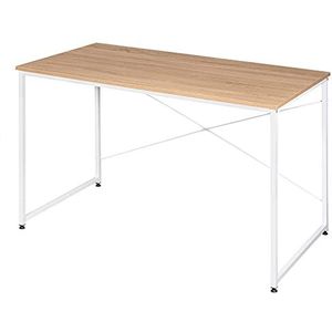 WOLTU TSB08hei Bureautafel PC Werktafel met Metalen Frame en spaanplaat planken,kantoortafel computertafel 120x60x70cm,Lichteiken+Wit