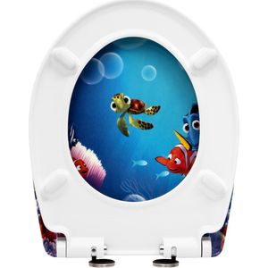 Rootz Toiletbril - Commode Cover - Toilet Top - Toiletbril - Badkameraccessoire - John Lid - Goudvis Cartoon - 19,3x15,6x2,8inches