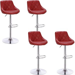 Rootz Barhocker Set - Bistrokrukken - Tresenhocker - Barstoelen - In hoogte verstelbare stoelen - Draaikrukken - Keukenkrukken - Bordeaux - 35x38cm (BxD)