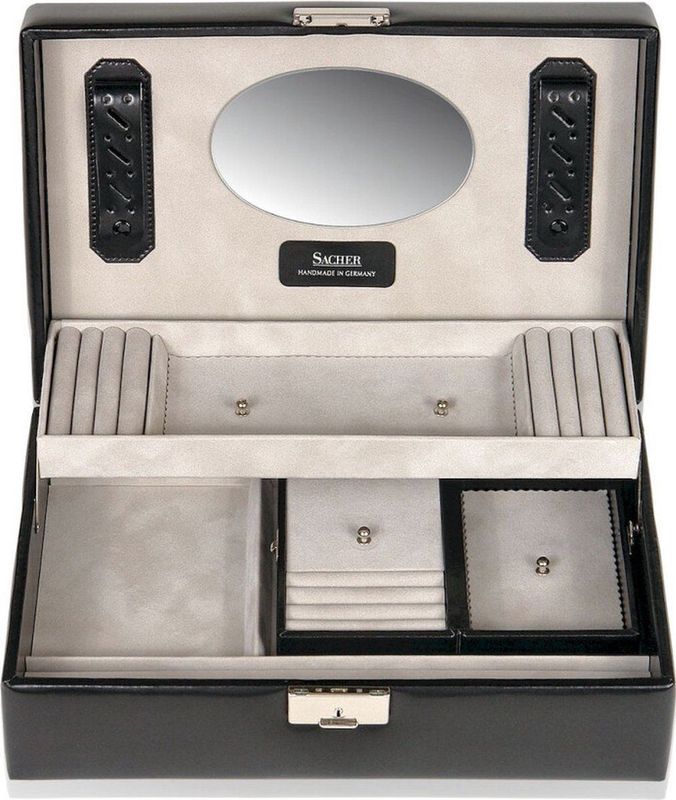 Sacher - 70028/17 - Sieradendoos - zwart - Leer - Afsluitbaar