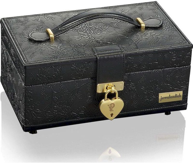 Juwelendieb - Amelie XL - Sieradendoos - Zwart - Handgemaakt - Afsluitbaar