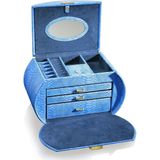 Juwelendieb - Lisa XXL - Sieradendoos - Blauw - Afsluitbaar - 18,5 x 32 x 23 cm