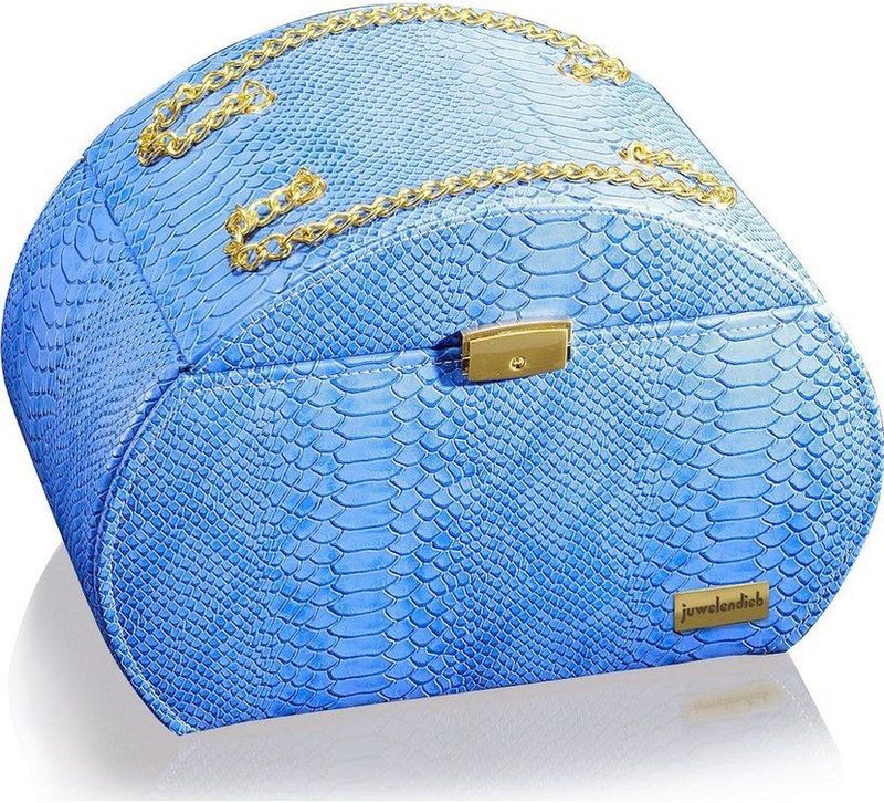 Juwelendieb - Lisa XXL - Sieradendoos - Blauw - Afsluitbaar - 18,5 x 32 x 23 cm