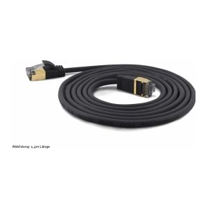 wantecWire Extra dunne patchkabel CAT.7-kabel, CAT.6-stekker SSTP afgeschermd, lengte 0,1 m, zwart