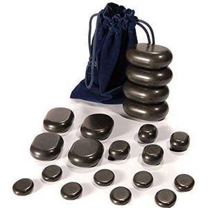 WellTouch Hot Stone massageset, 20 basaltmassagestenen, ideaal als starterset met hete steen, geschikt voor particulieren, ideaal voor spa, massagetherapie en ontspanning