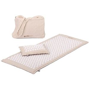 Bodhi Vital Eco acupressuurmat & kussenset, XL, fakirmat & acupressuurkussen van natuurlijk materiaal en biologisch halflinnen, relaxmat inclusief tas, massagemat tegen rug- en nekpijn