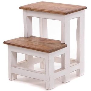 DESIGN DELIGHTS Trapladder Step | 46x37x37 cm (HxBxD), oud hout, tweetraps | trapladder, huishoudtrap | kleur: 06 wit landhuis