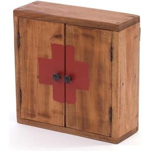 MEDISCHE Kast Medic 35 | 35x35x13cm (HxBxD), Mahonie | Wandkast in Shabby Chick Design, Medicijnkastje, EHBO-kast van hout | Kleur: 08 honingkleuren gewaxt
