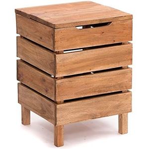 Rustieke houten KRUK Storage 50 | 50x35x35 cm (hxbxd), mahoniehouten gerecycled hout | massieve opbergdoos, wasdoos, wasmand, bijzetkruk