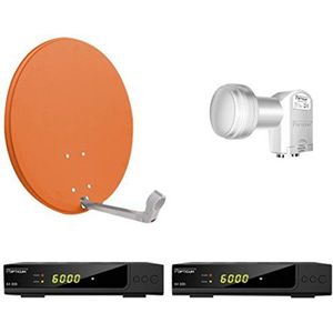 Opticum Digitaal 2 deelnemers satellietsysteem HD AX 300 HDTV-ontvanger (Twin-LNB, X60 cm antenne) baksteenrood (TÜV-gecertificeerd)