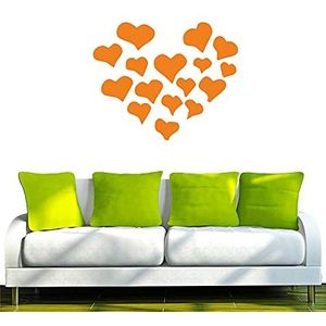 Indigos 4250380590691 wandtattoo W047 hartjes 80 x 65 cm, oranje