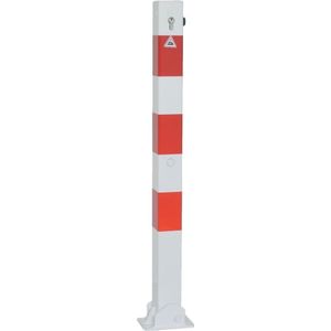 Schake Afzetpaal, 70 x 70 mm, wit/rood, inklapbaar met profielcilinder, zonder oog