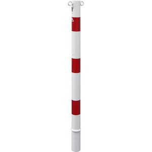 Schake Afzetpaal, Ø 60 mm, wit/rood, uitneembaar met profielcilinder, met 2 ogen