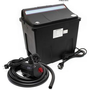 SunSun CBF-200T filtersysteem bio-vijverfilter complete set met UVC-zuiveringsapparaat 9 W, vijverpomp 2300 l/u 35 W, thermometer en filtermedia, vijverfiltratie filterpomp filterapparaat voor vijver