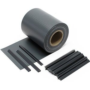 Privacyfolie strook 35mx19cm zwart PVC 450g/m² met 20 clips privacyscherm privacyband tuinscherm hek