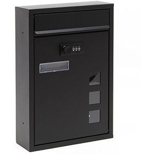 Moderne Brievenbus - Zwart - Wandbrievenbus - Met Cijferslot - Poedercoating