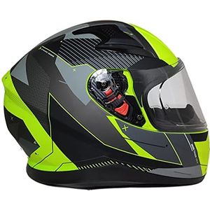 Integraalhelm voor op de motorfiets, met geïntegreerde zonneklep en inklapbaar vizier, geel, 917 GB B-XXL