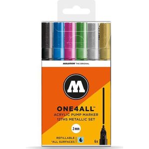 Molotow ONE4ALL Acryl stiften Metallic set - 2 mm - 6 kleuren