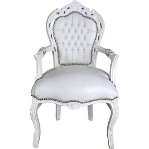 Koninklijke troon stoel hout olsterd armleuningen wit barok stoel cat535b51 Palazzo Exclusief