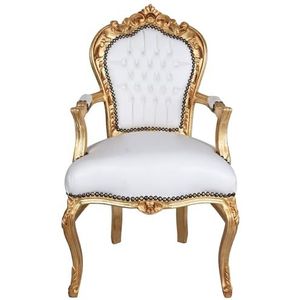 Koninklijke Tron, stoel, stoel, hout, gestoffeerd, armleuningen, goud, wit, barok, cat535a51, Palazzo Exclusief
