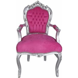 Koninklijke troon stoel gestoffeerde armleuningen barok zilver roze cat535e39 Palazzo Exclusief