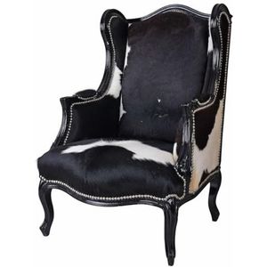 Barok stoel echte koeienhuid fauteuil massief hout koeienhuid stoel antieke armleunstoel 82 cm cat561c28 Palazzo Exclusief