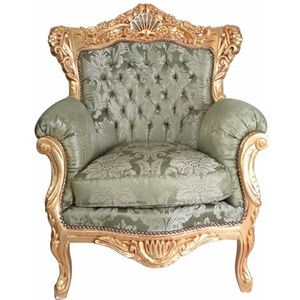 Barokke stoel Thron XXL fauteuil armleunstoel goud groen 84 cm cat580a04 Palazzo Exclusief