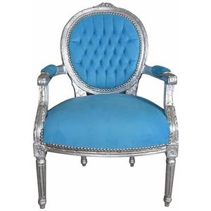 Romantische barok stoel in shabby chic vintage stijl gewatteerde armleuningen zilver cat519e08 Palazzo Exclusief